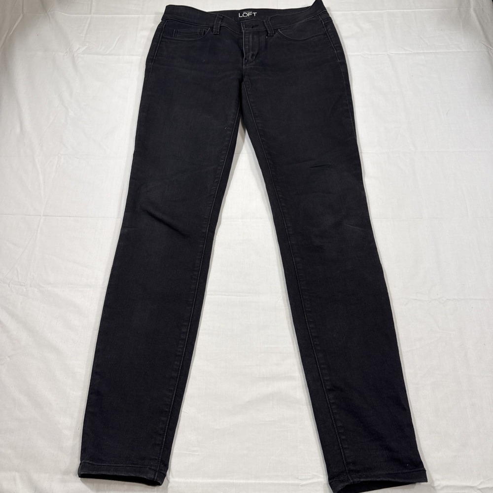 JEANS SKINNY Ann Taylor Loft Super Womens 26/2  Black Low Rise